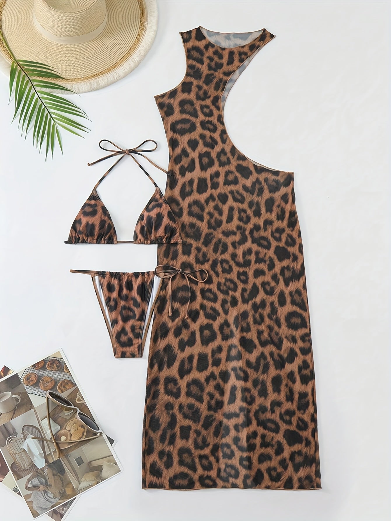 New Women's Swimsuit European Style Sexy Print Two-Piece Leopard Print Swimwear Set